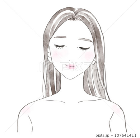 目を瞑る女性 107641411