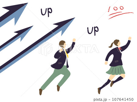 学力向上 学生と矢印 学力向上 学生と矢印 107641450
