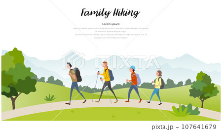 ベクターイラスト素材:家族でハイキング、登山 ベクターイラスト素材:家族でハイキング、登山 107641679