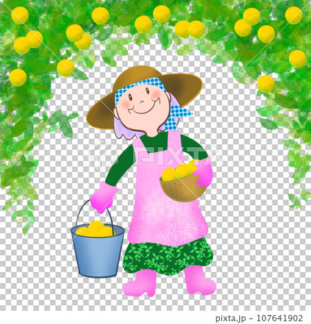 スローライフを楽しむおばあさんのイラスト スローライフを楽しむおばあさんのイラスト 107641902