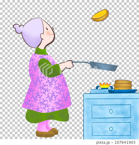 スローライフを楽しむおばあさんのイラスト スローライフを楽しむおばあさんのイラスト 107641903