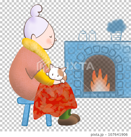 スローライフを楽しむおばあさんのイラスト 107641906