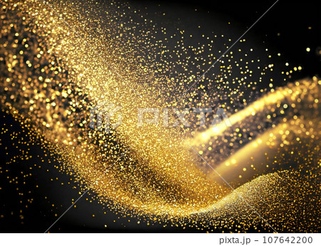 金箔と黒い和紙の背景　和風テクスチャ素材 107642200