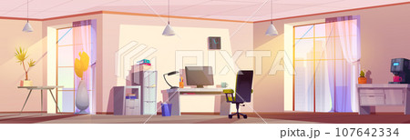 Home office interior in flat vector background Home office interior in flat vector background 107642334