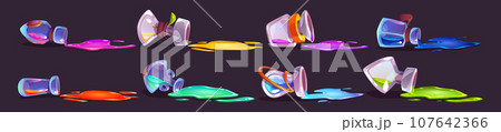 Glass bottles with magic elixir spills set Glass bottles with magic elixir spills set 107642366