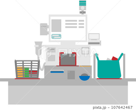 セルフレジでスキャン作業中のイメージイラスト 107642467