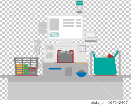 セルフレジでスキャン作業中のイメージイラスト 107642467