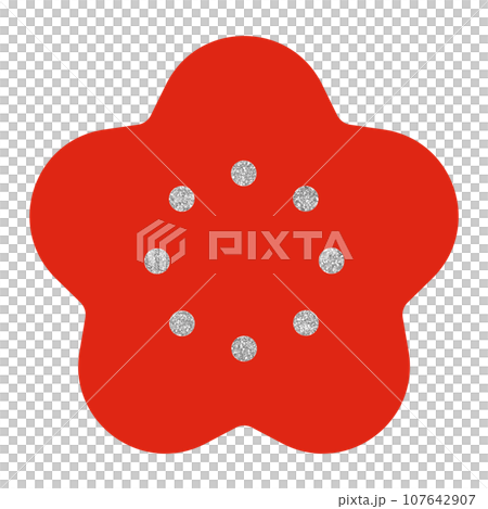 Illustration material plum hand-painted lame silver 107642907