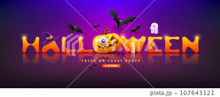 Halloween text design yellow and orange design 107643121