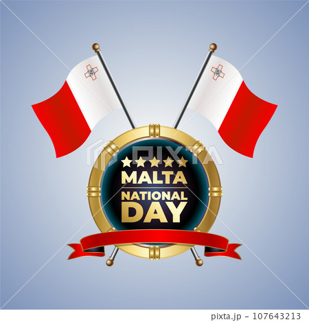 Small National flag of Malta on Circle With garadasi color background 107643213