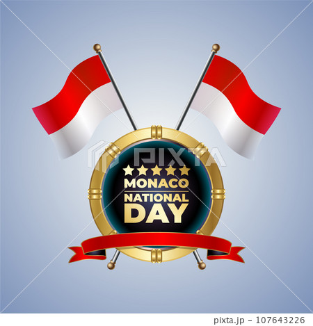 Small National flag of Monaco on Circle With garadasi color background 107643226