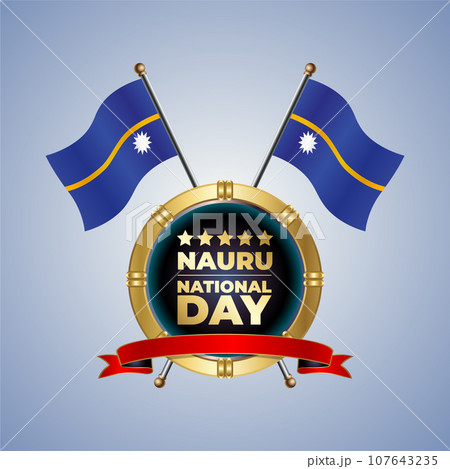 Small National flag of Nauru on Circle With garadasi color background 107643235