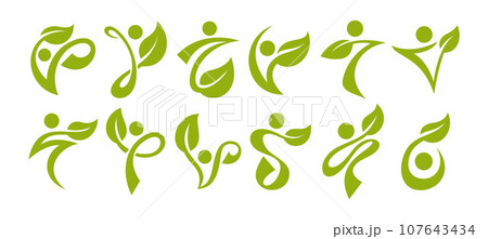Simple line nature leaf human abstract icon...のイラスト素材 [107643434] - PIXTA