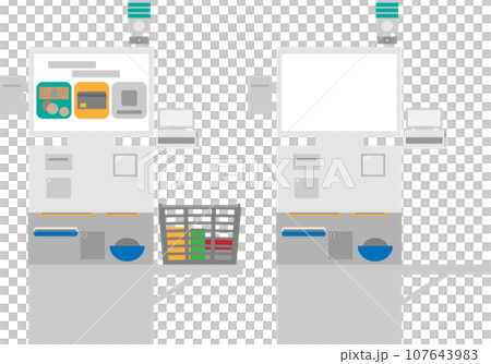 セミセルフレジのイメージイラスト セミセルフレジのイメージイラスト 107643983