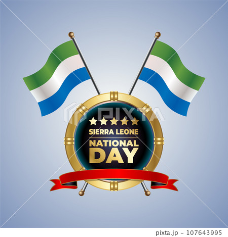 Small National flag of Sierra Leone on Circle With garadasi color background Small National flag of Sierra Leone on Circle With garadasi color background 107643995