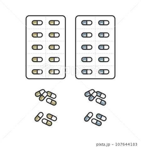 お薬のイラスト 錠剤セット お薬のイラスト 錠剤セット 107644183