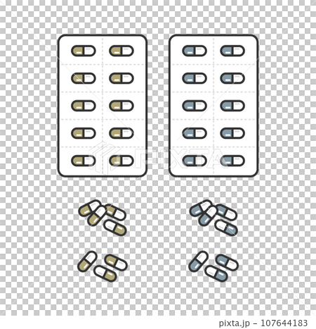 お薬のイラスト 錠剤セット お薬のイラスト 錠剤セット 107644183