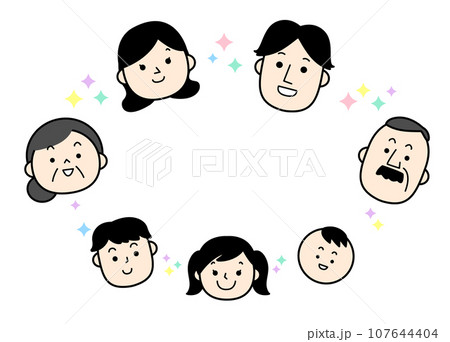 人物イラスト　笑顔のファミリー　 107644404