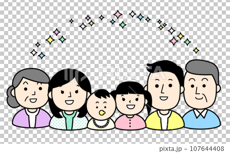 人物イラスト　笑顔のファミリー　 107644408