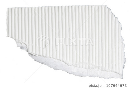 piece of white corrugated paper isolated on white background piece of white corrugated paper isolated on white background 107644678