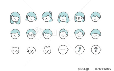 シンプルな人物アイコンセット シンプルな人物アイコンセット 107644805