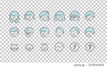 シンプルな人物アイコンセット シンプルな人物アイコンセット 107644805