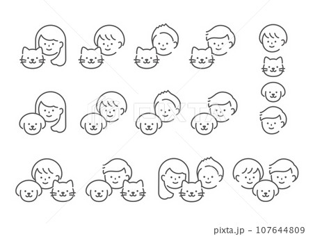 飼い主とペットシンプルアイコンセット 107644809