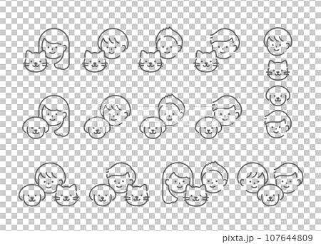 飼い主とペットシンプルアイコンセット 107644809