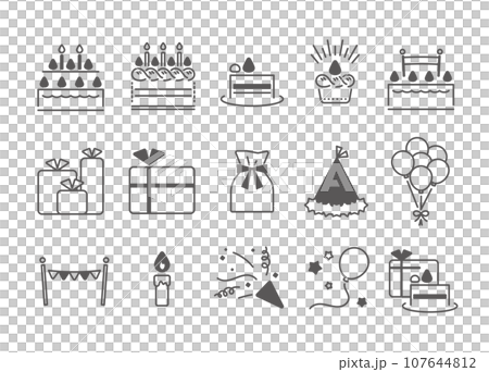 簡單的蛋糕派對圖示集 107644812