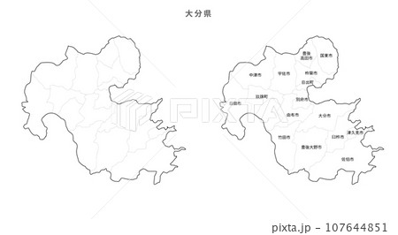 白地図-日本-地区町村入り_大分県 107644851