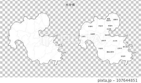 白地図-日本-地区町村入り_大分県 107644851