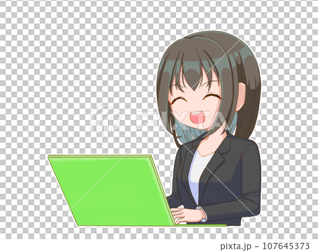 操作電腦的女上班族2(半長) 操作電腦的女上班族2(半長) 107645373