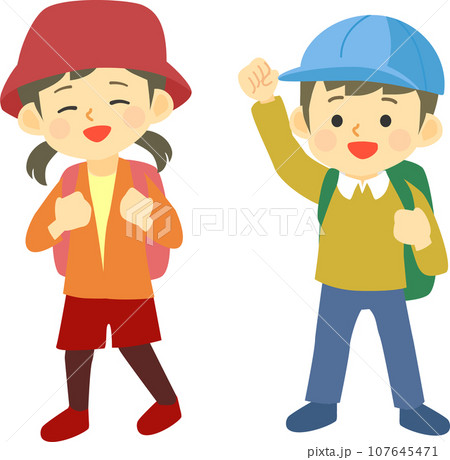 ハイキングに行く子供のイラスト 107645471