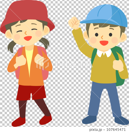 ハイキングに行く子供のイラスト 107645471