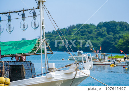 イカ産業と風光明媚な入り江が美しい夏の九十九湾|能登半島イメージ|能登イメージ|石川県能登町 イカ産業と風光明媚な入り江が美しい夏の九十九湾|能登半島イメージ|能登イメージ|石川県能登町 107645497