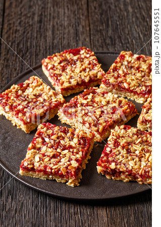 Berry Bars with Rolled Oat and Nut Topping Berry Bars with Rolled Oat and Nut Topping 107645551