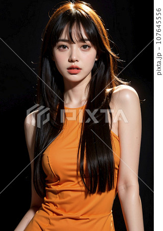 オレンジのドレスを着た素敵な女性(AI生成画像) オレンジのドレスを着た素敵な女性(AI生成画像) 107645556