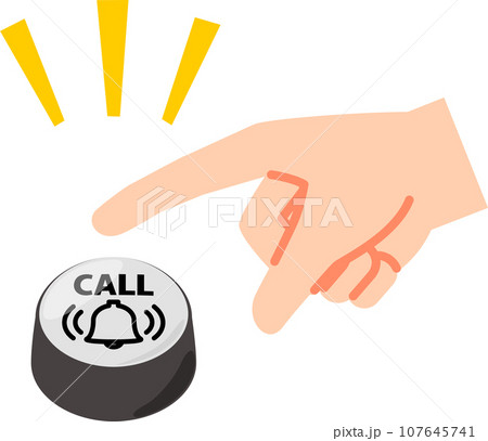 卓上呼び出しボタンを押す手 卓上呼び出しボタンを押す手 107645741