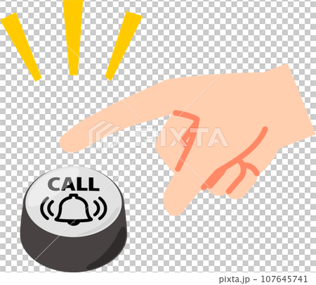 卓上呼び出しボタンを押す手 卓上呼び出しボタンを押す手 107645741