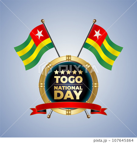 Small National flag of Togo on Circle With garadasi color background Small National flag of Togo on Circle With garadasi color background 107645864