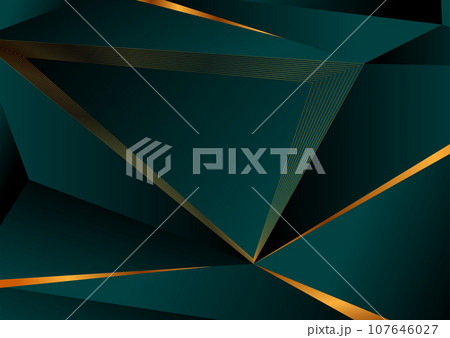 Dark turquoise and golden geometric low poly background 107646027