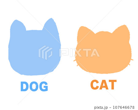可愛い猫の顔のシルエットイラスト 107646678