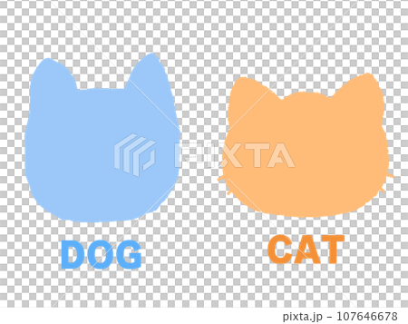 可愛い猫の顔のシルエットイラスト 107646678
