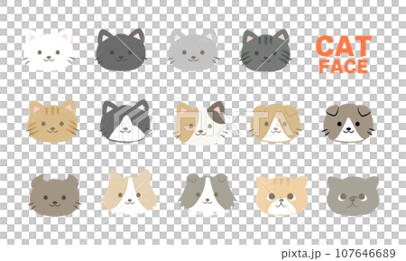 一組簡單的貓臉，圖案多樣，無主線 107646689
