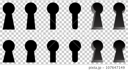 モノクロの鍵穴のベクターイラストアイコンのセット 107647149