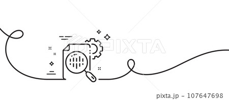 Seo stats line icon. Continuous one line with curl. Settings cogwheel sign. Traffic management symbol. Seo stats single outline ribbon. Loop curve pattern. Vector 107647698