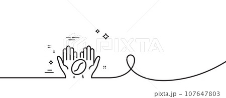 Coffee line icon. Continuous one line with curl. Hold roasted bean sign. Love caffeine symbol. Coffee single outline ribbon. Loop curve pattern. Vector 107647803