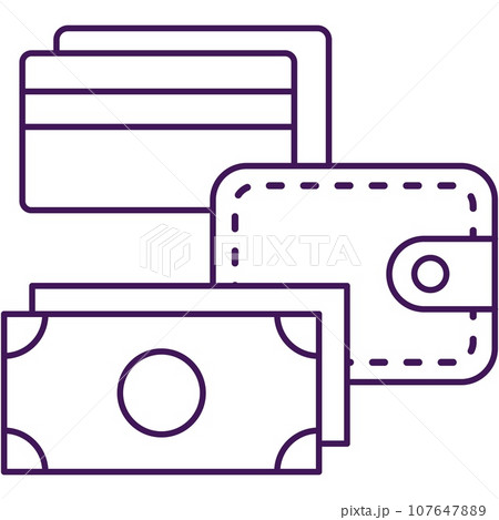 Wallet, bank card and money icon vector 107647889