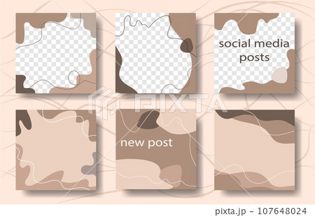 Design backgrounds for social media banner. Set of instagram post frame templates. Vector cover. Mockup for personal blog or shop. Layout for promotion. Endless square puzzle. 107648024