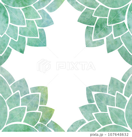 Frame with silhouettes of turquoise lotus flower petals 107648632